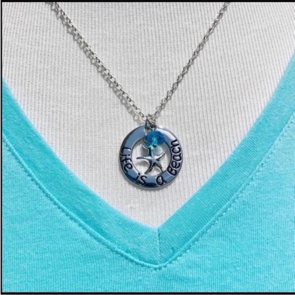 NWOT Life is a Beach Silvertone 18”-20” Adjustable Beaded Starfish Necklace - Picture 4 of 7